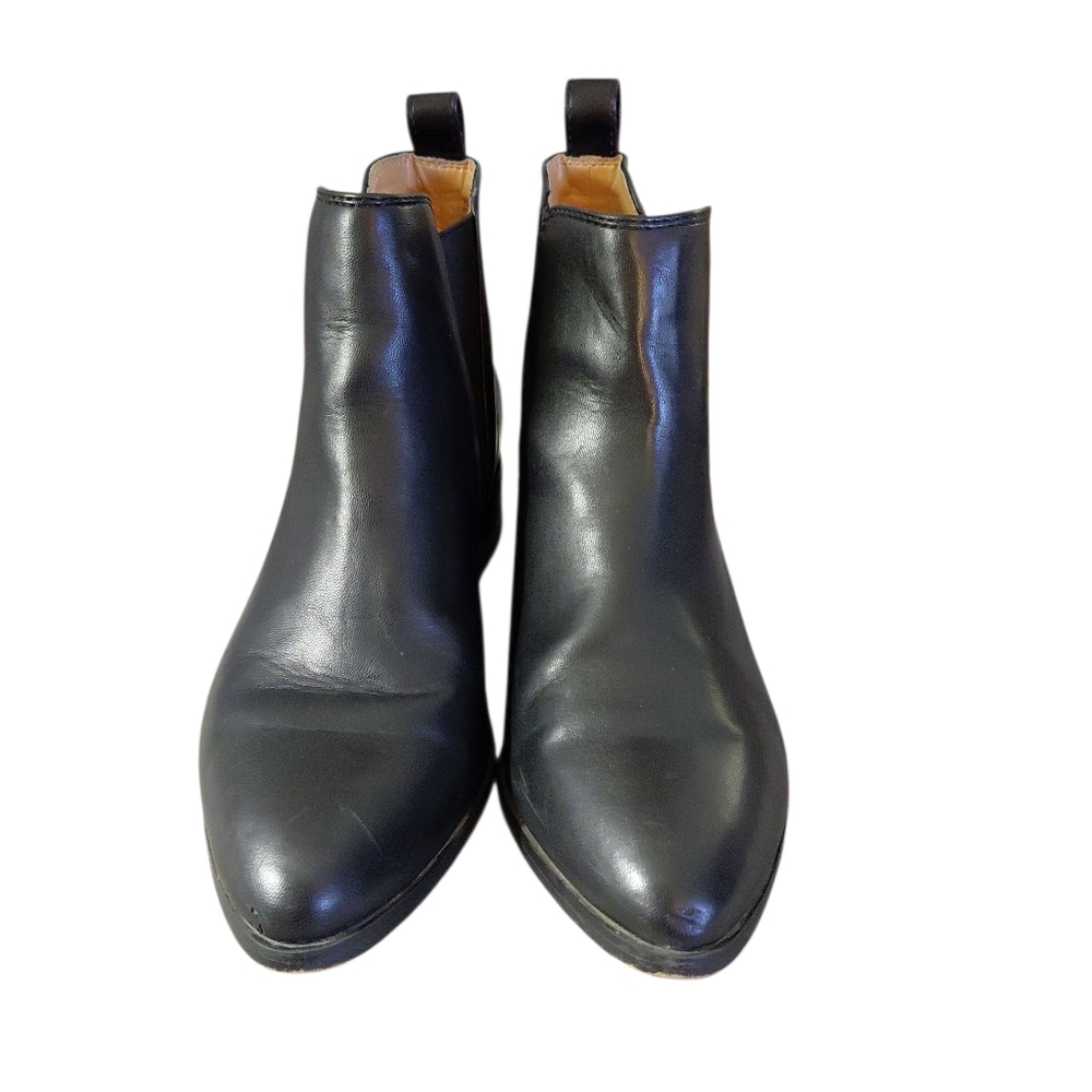 J Crew Fallon Black Leather Ankle Boots Women's Size 7 Black Booties - Picture 2 of 11